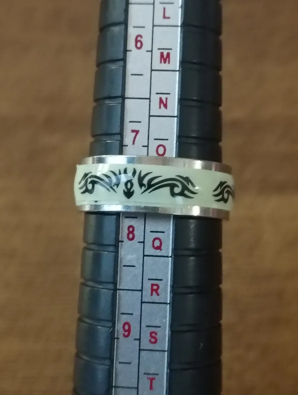 size 7.5 ring unisex stainless steel black cream fashion statement jewelry